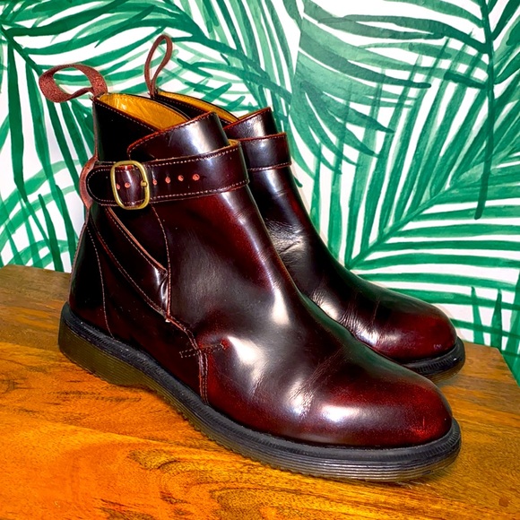 Dr. Martens Shoes - Dr. Martens Kensington Teresa Burgundy Patent Leather Ankle Boots US Women’s 6